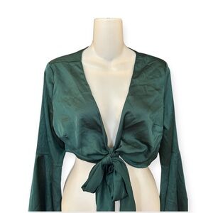 Dress Day‎ Green Tie-Front Top NWT